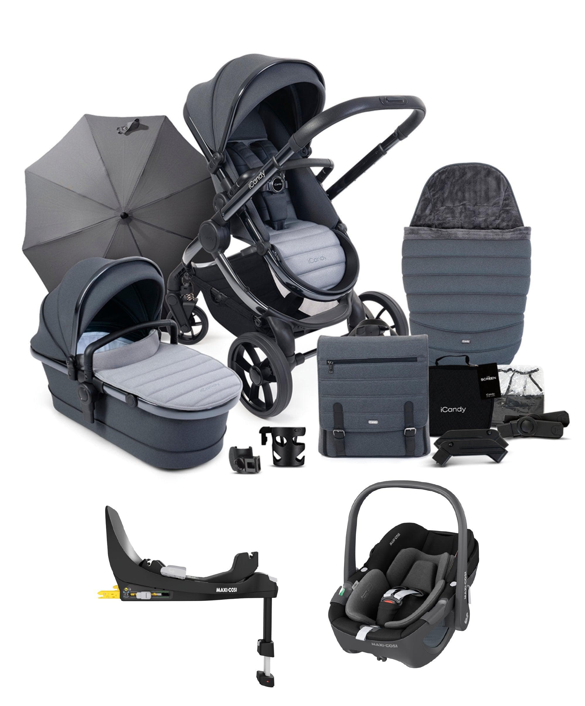 iCandy Peach 7 Complete Pushchair Bundle with Maxi-Cosi Pebble 360 Car Seat & Base - Truffle