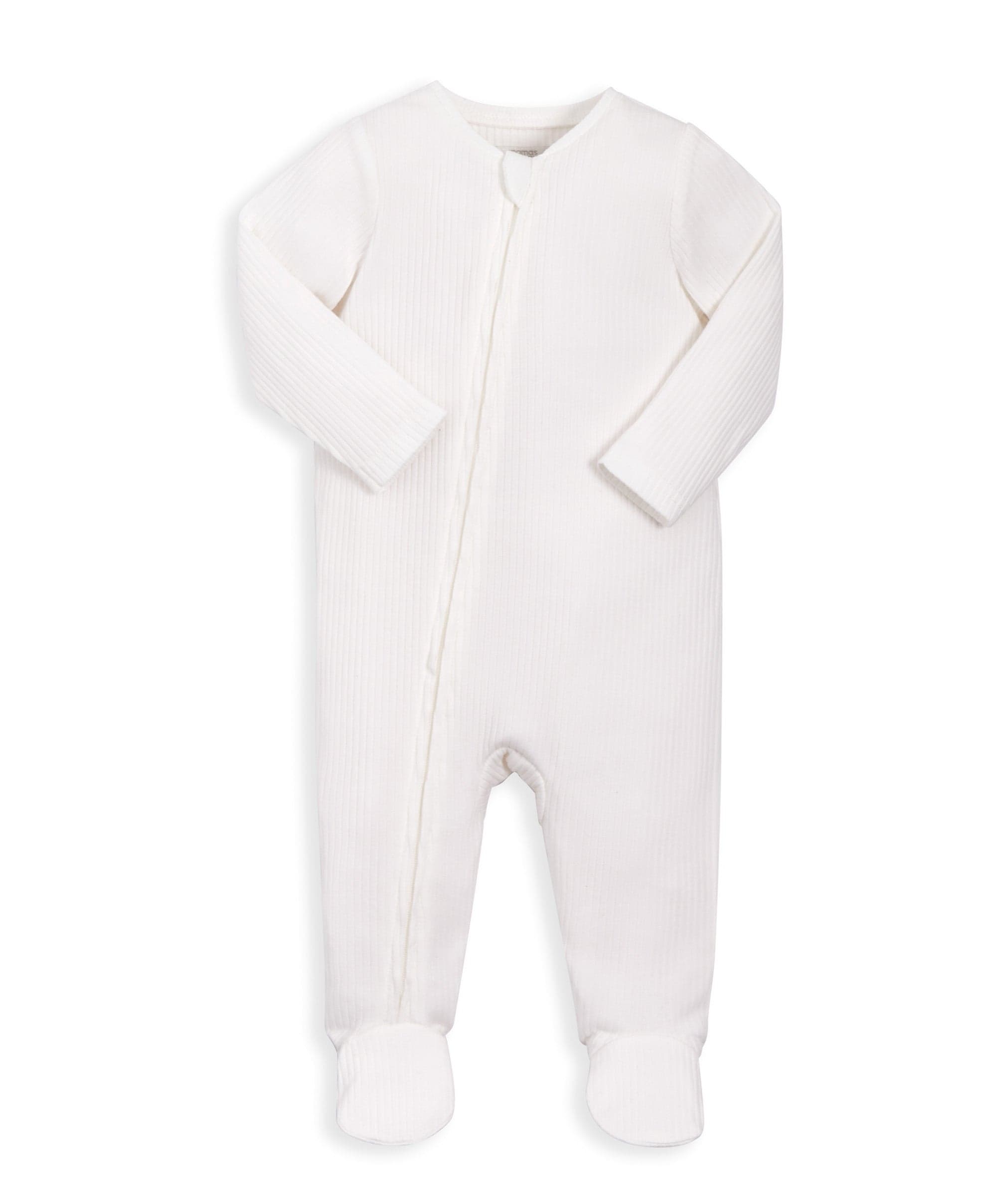 Organic Cotton Ribbed Sleepsuit - White