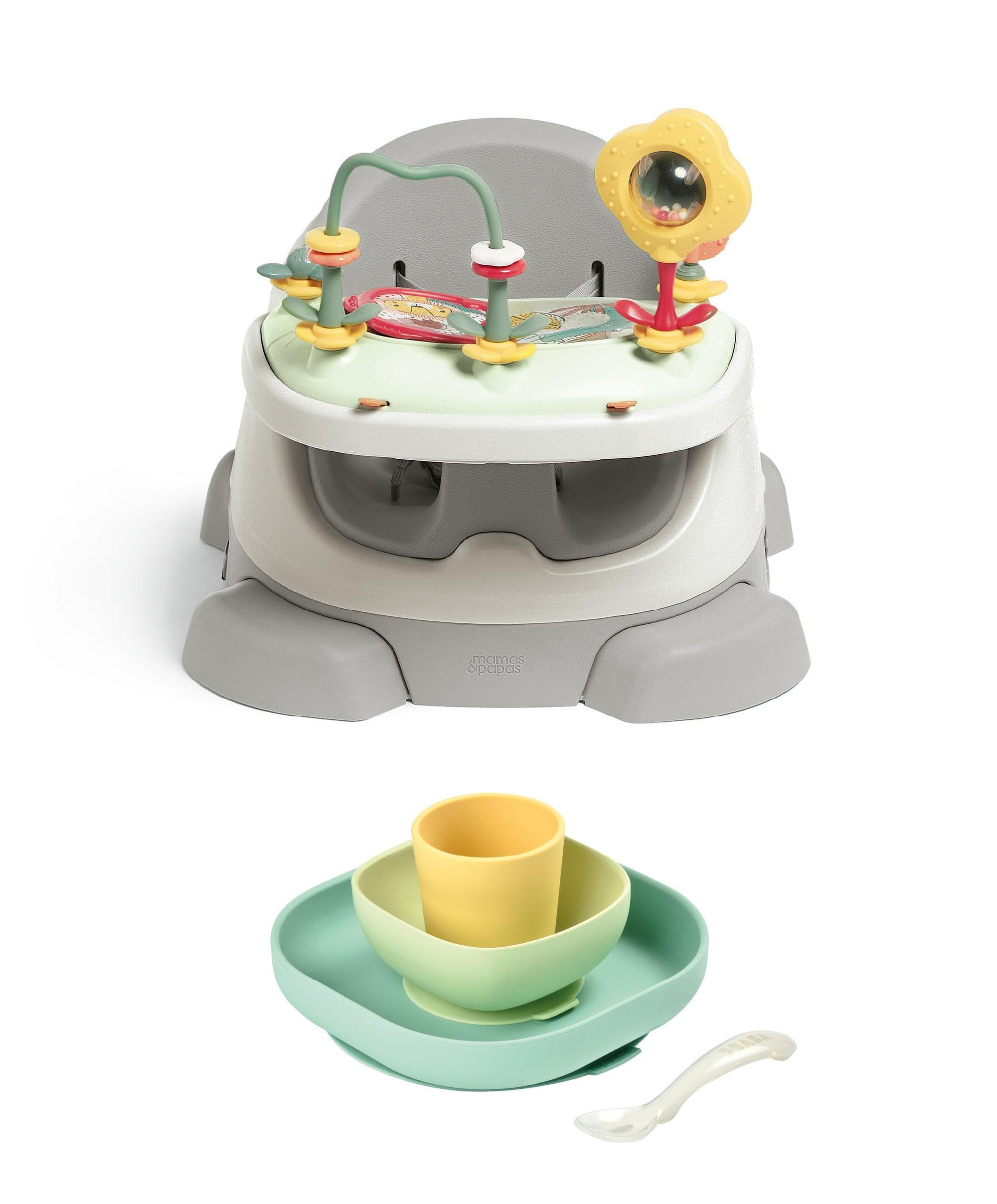 Bug 3-in-1 Floor & Booster Seat with Activity Tray & BÉaba Silicone Meal Weaning Set Bundle - P