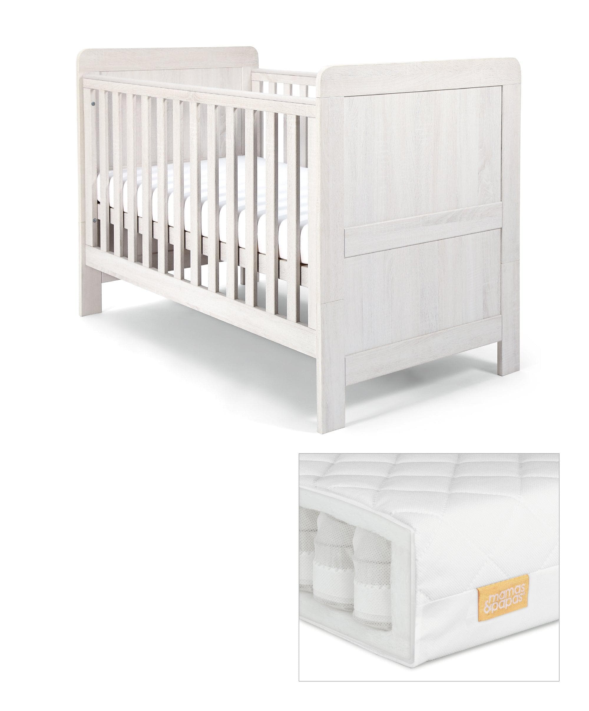 Atlas Cotbed Set with Essential Pocket Spring Mattress - Nimbus White