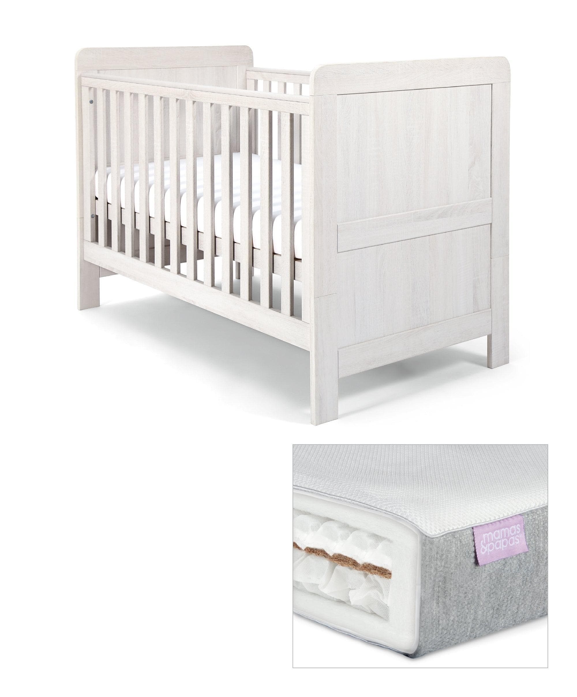 Atlas Cotbed Set with Luxury Twin Spring Mattress - Nimbus White