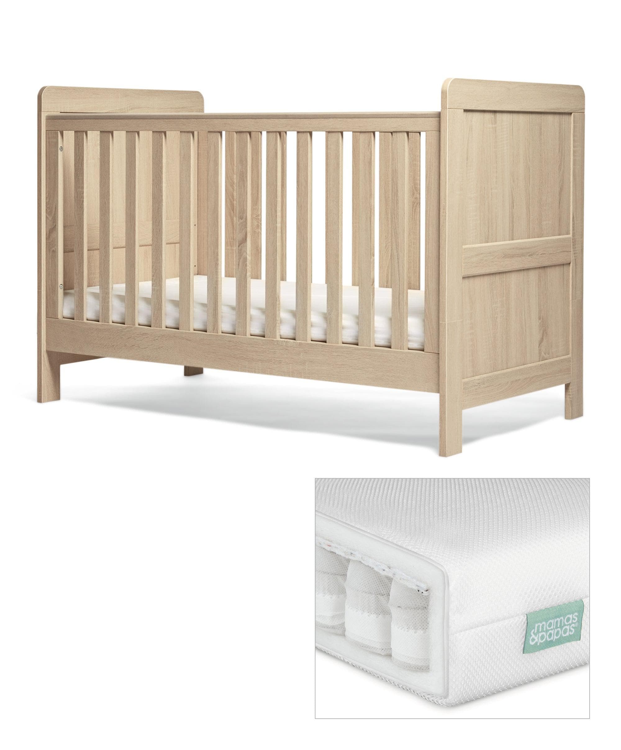 Atlas Light Oak Cotbed Set with Premium Pocket Spring Mattress