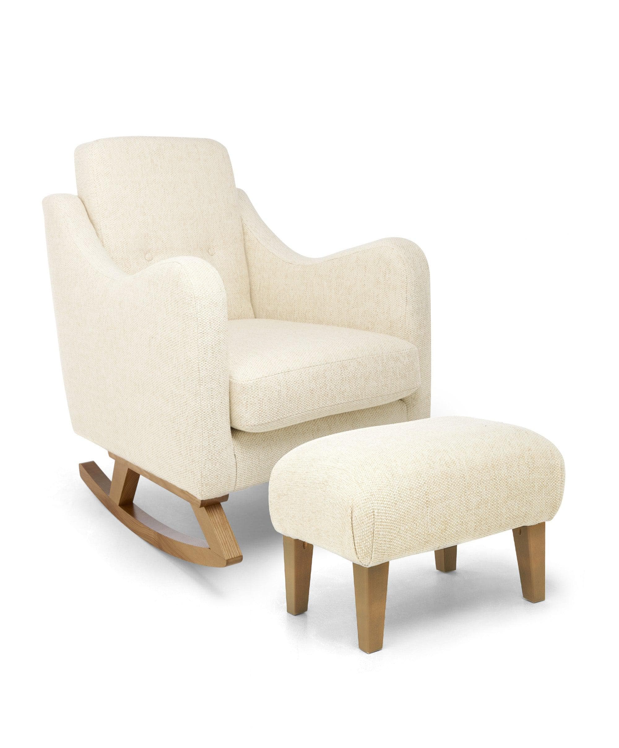 Bowdon Nursing Chair & Stool Set - Sandstone Textured Weave & Mid-Oak