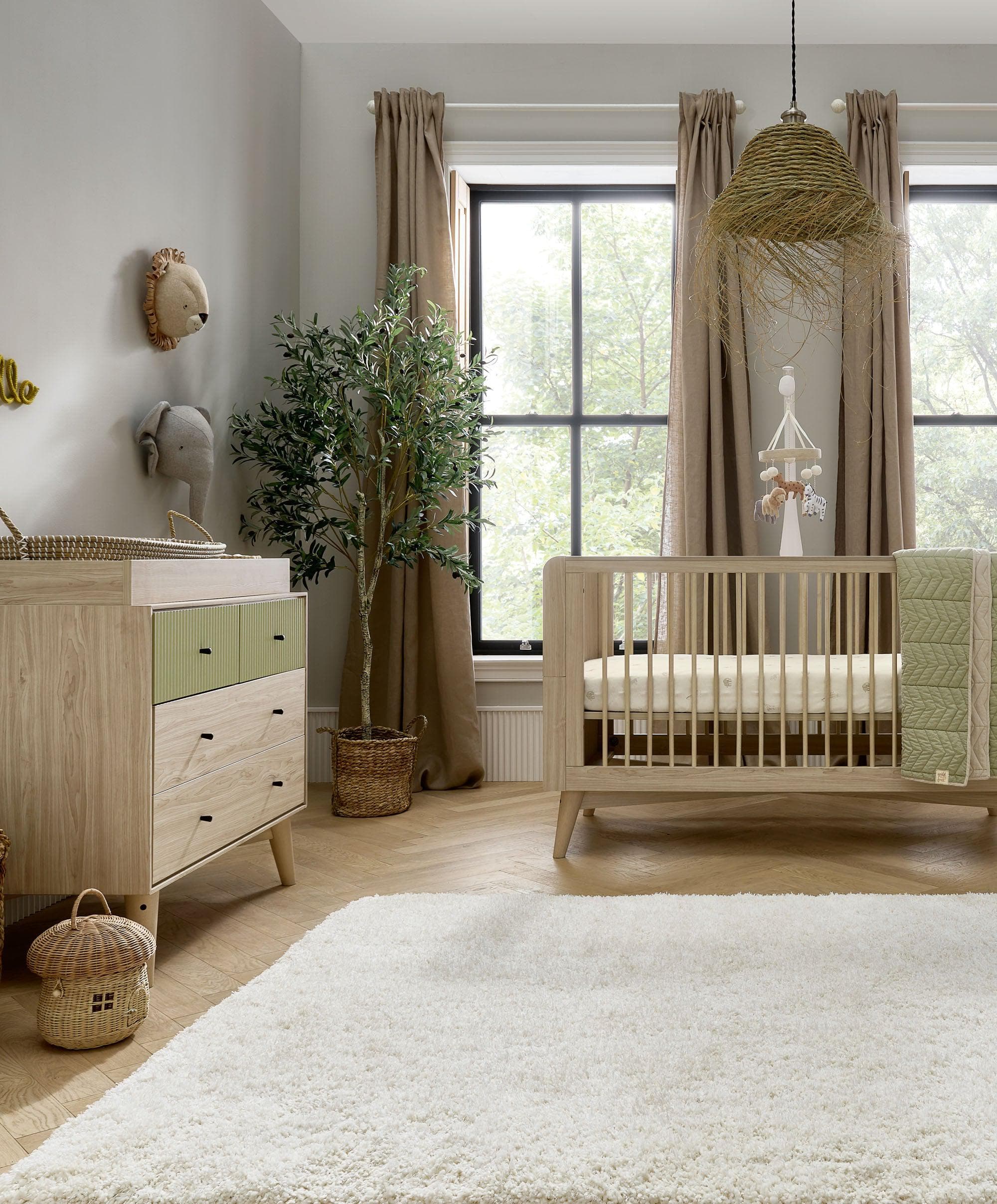 Coxley 2 Piece Furniture Set - Natural/Olive Green