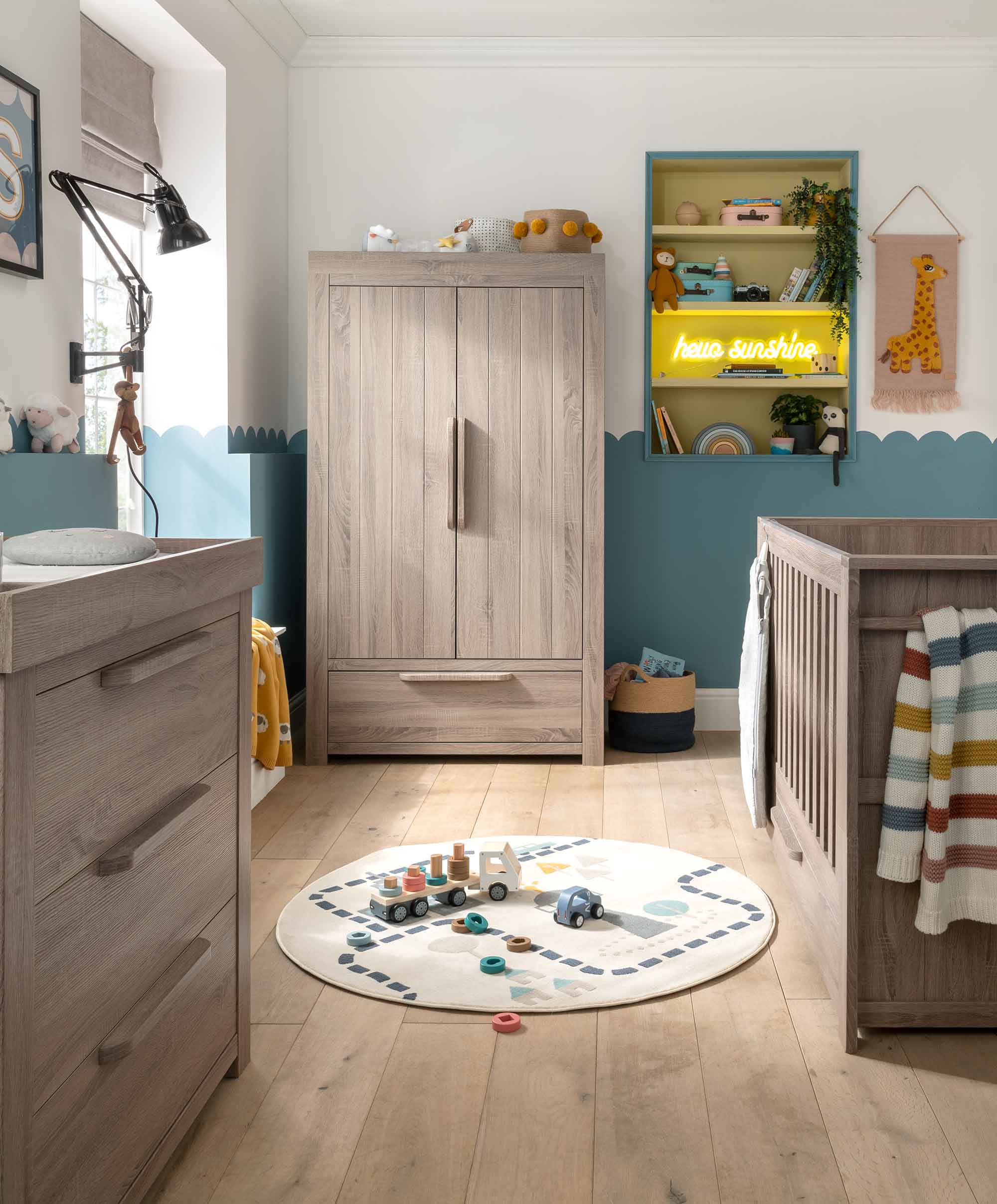 Franklin 3 Piece Cotbed Range with Dresser Changer & Wardrobe - Grey Wash