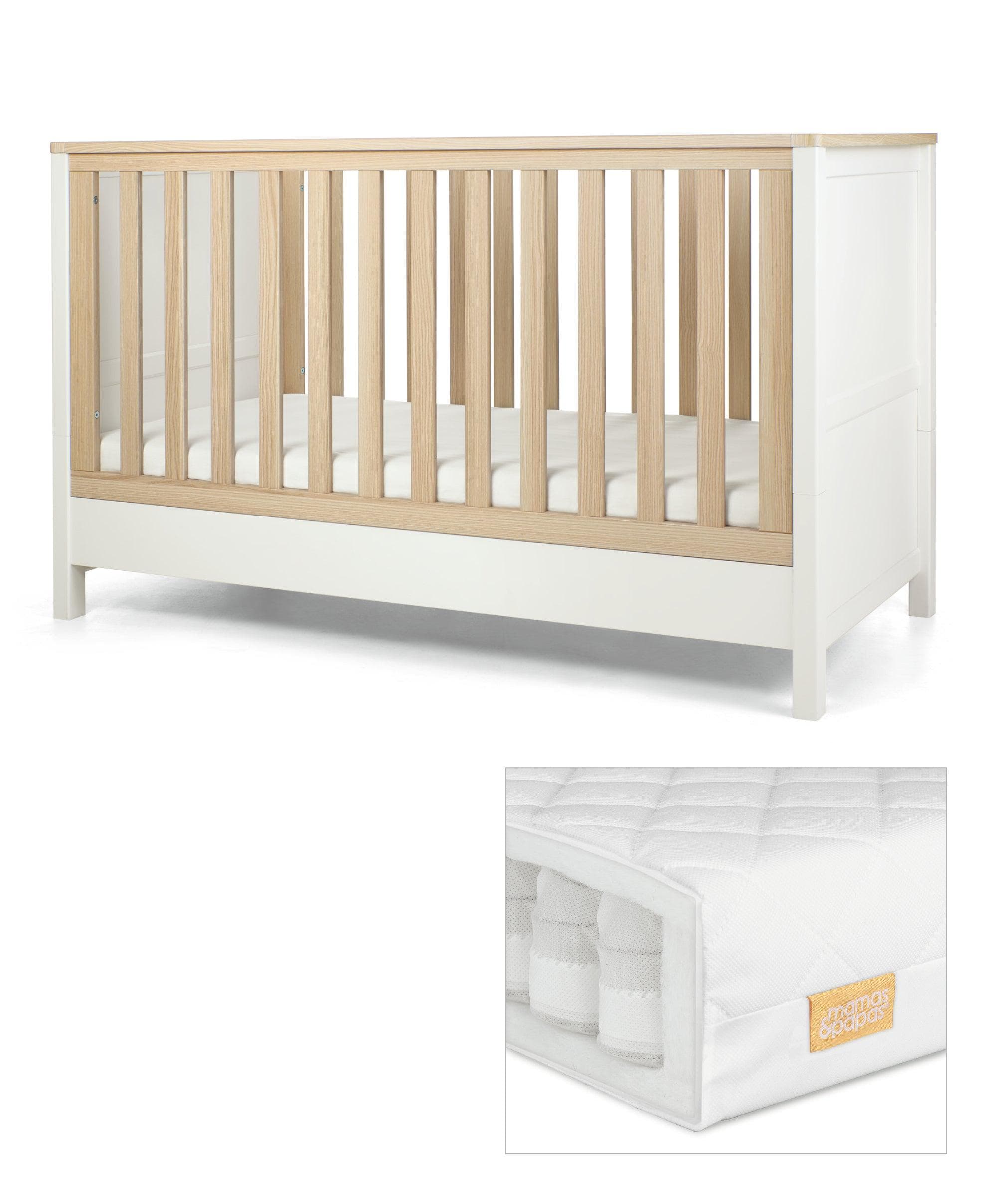 Harwell Cotbed Set with Essential Pocket Spring Mattress - White/Natural