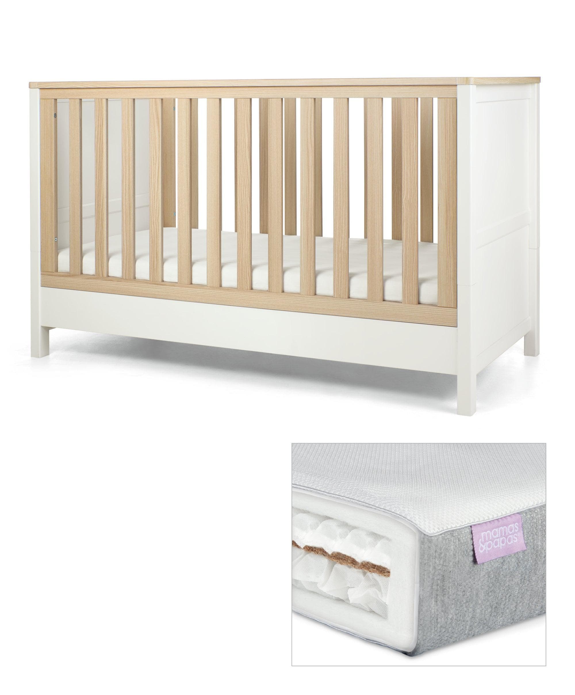 Harwell Cotbed Set with Luxury Twin Spring Mattress - White/Natural