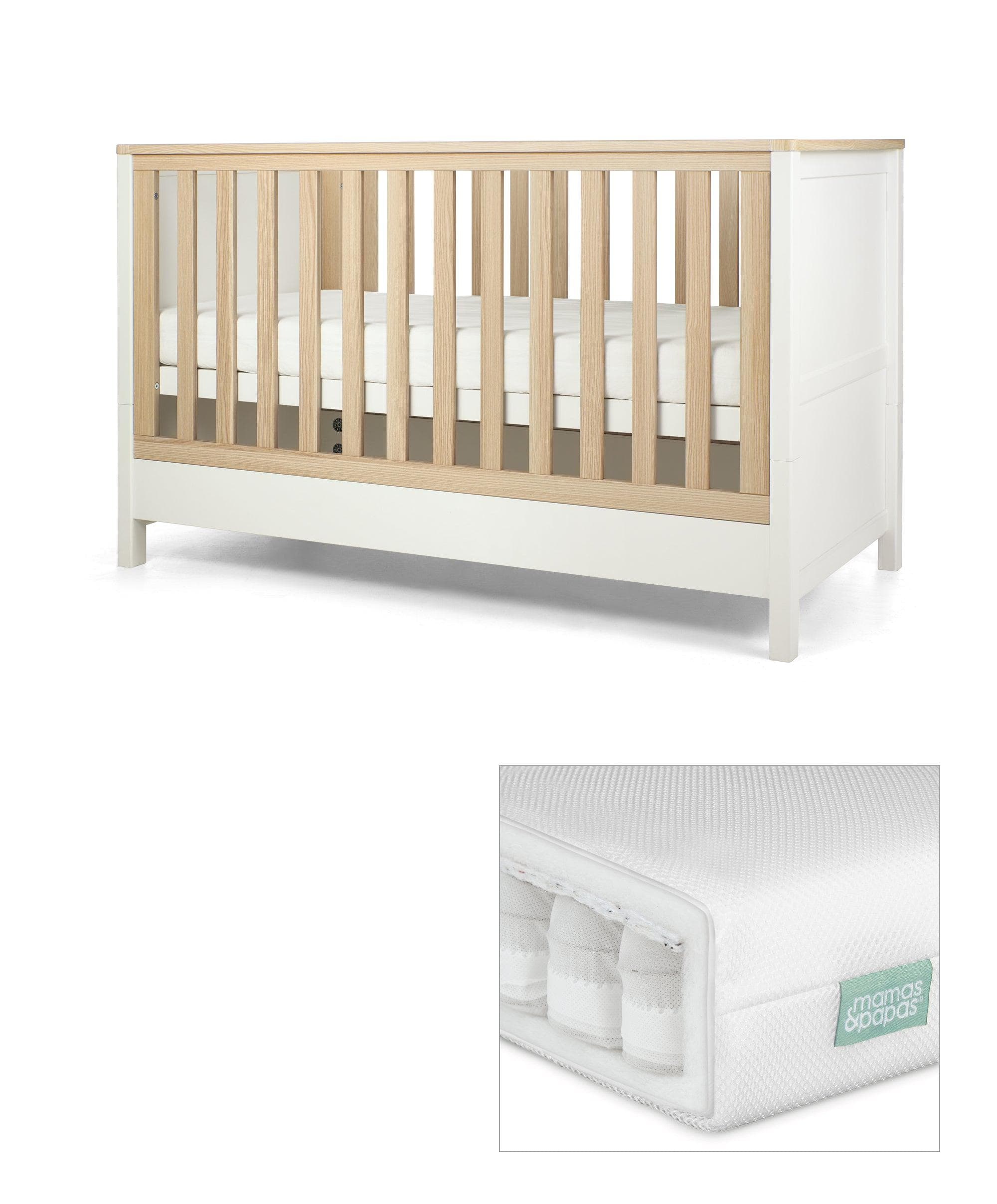 Harwell Cotbed Set with Premium Pocket Spring Mattress - White/Natural