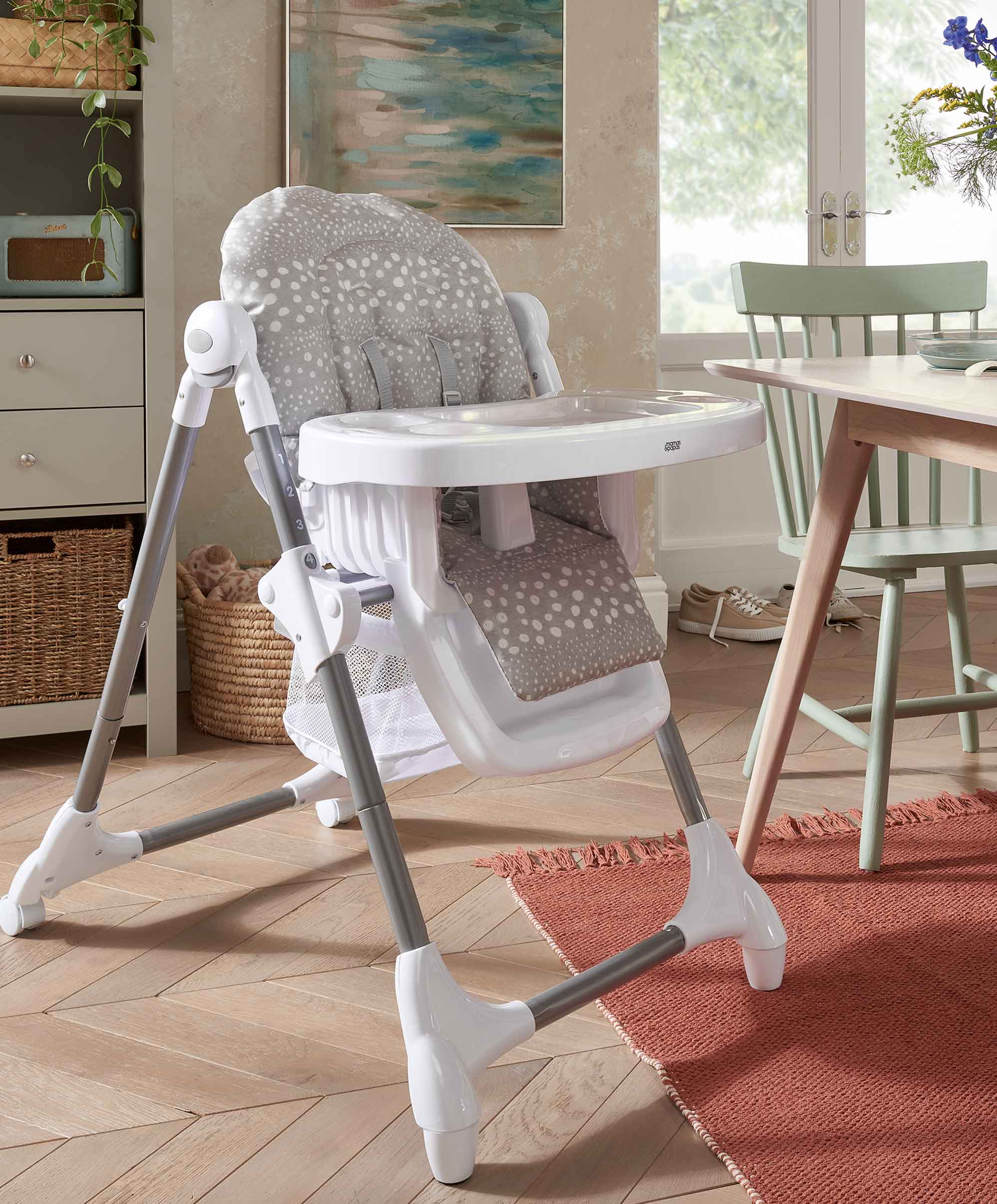 Snax Adjustable Highchair with Removable Tray Insert - Grey Spot