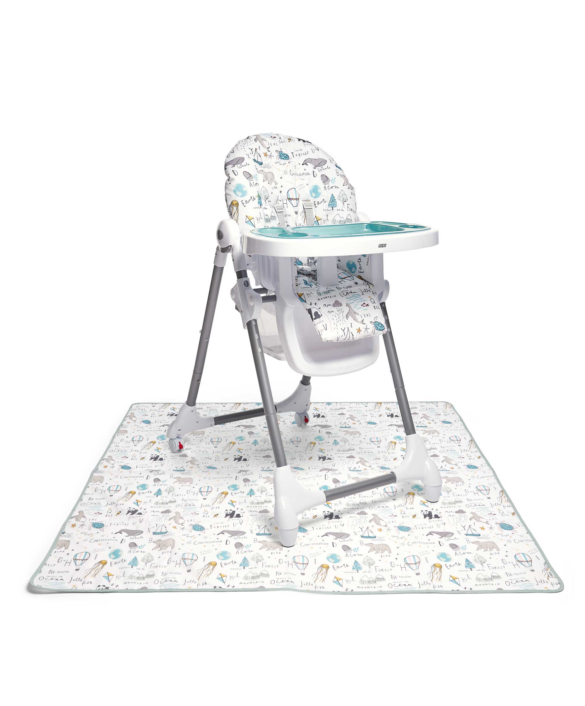 Snax Highchair & Weaning Splash Mat Bundle - Happy Planet