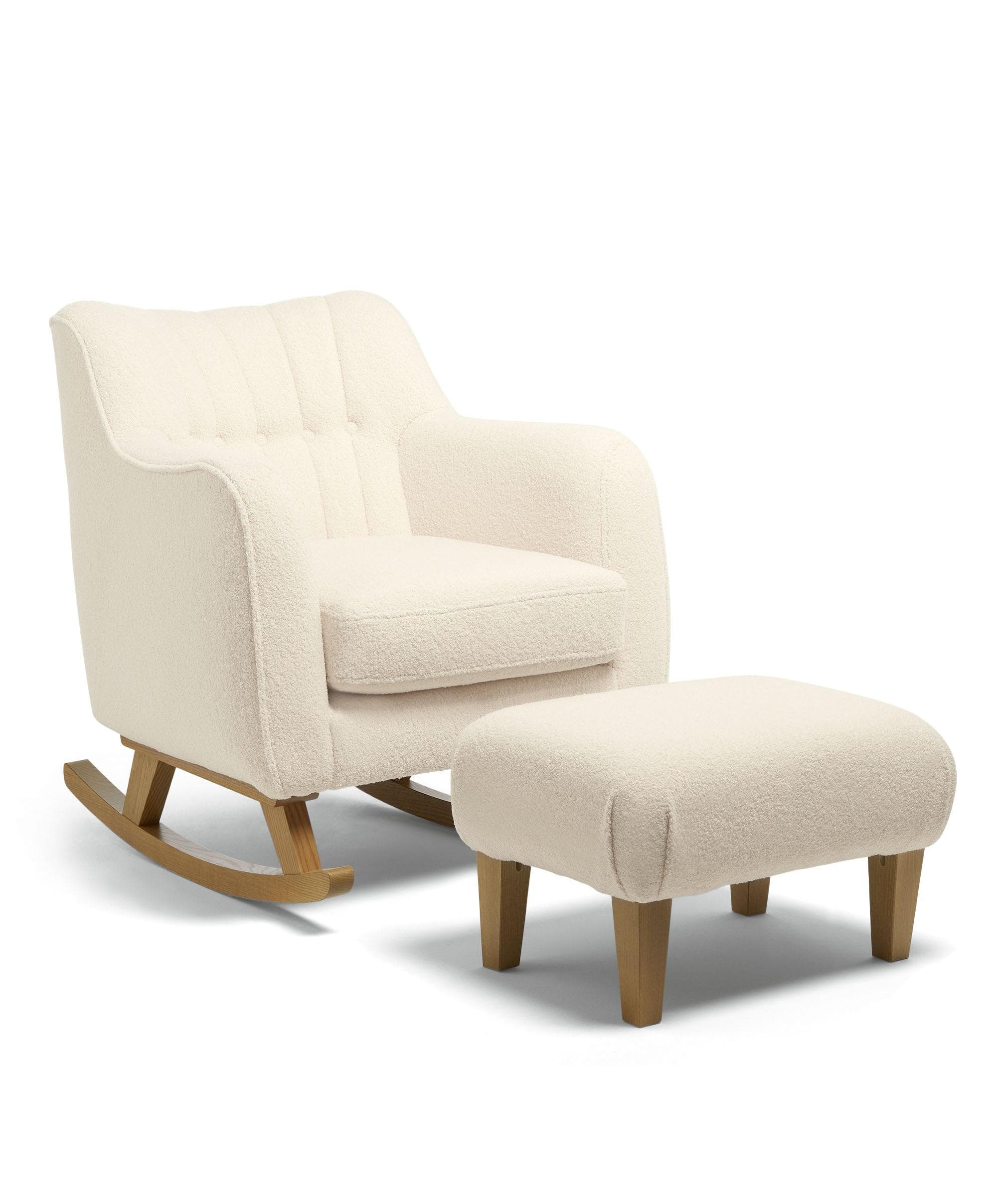 Hilston Nursing Chair & Footstool - Off-White Boucle