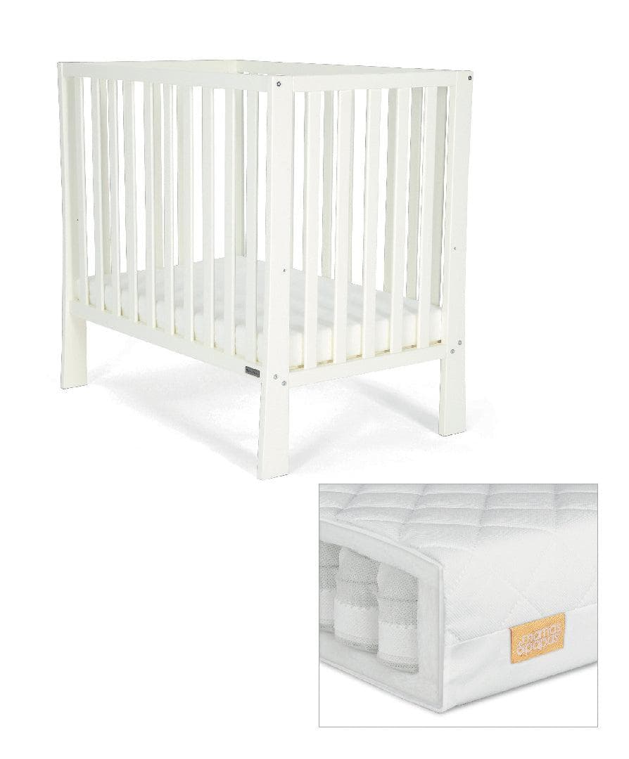 Petite White Cot & Small Pocket Spring Mattress