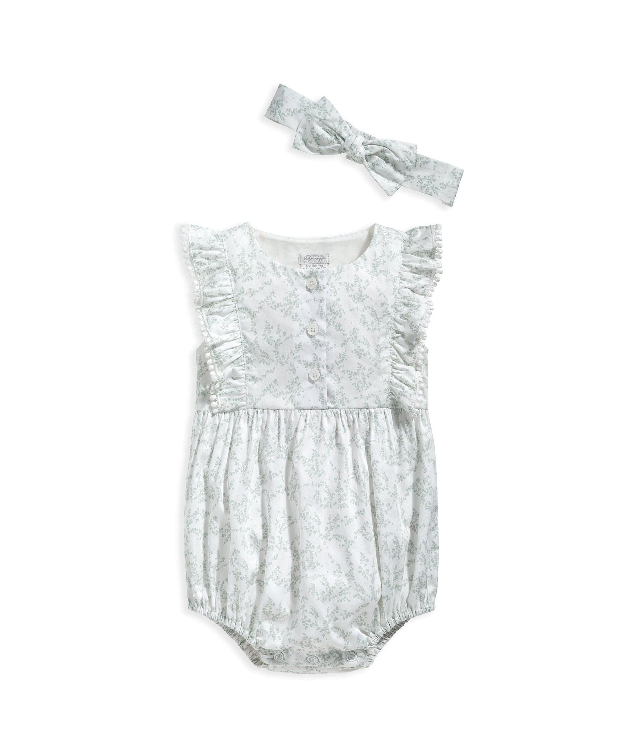 Sprig Print Romper & Headband - Set of 2