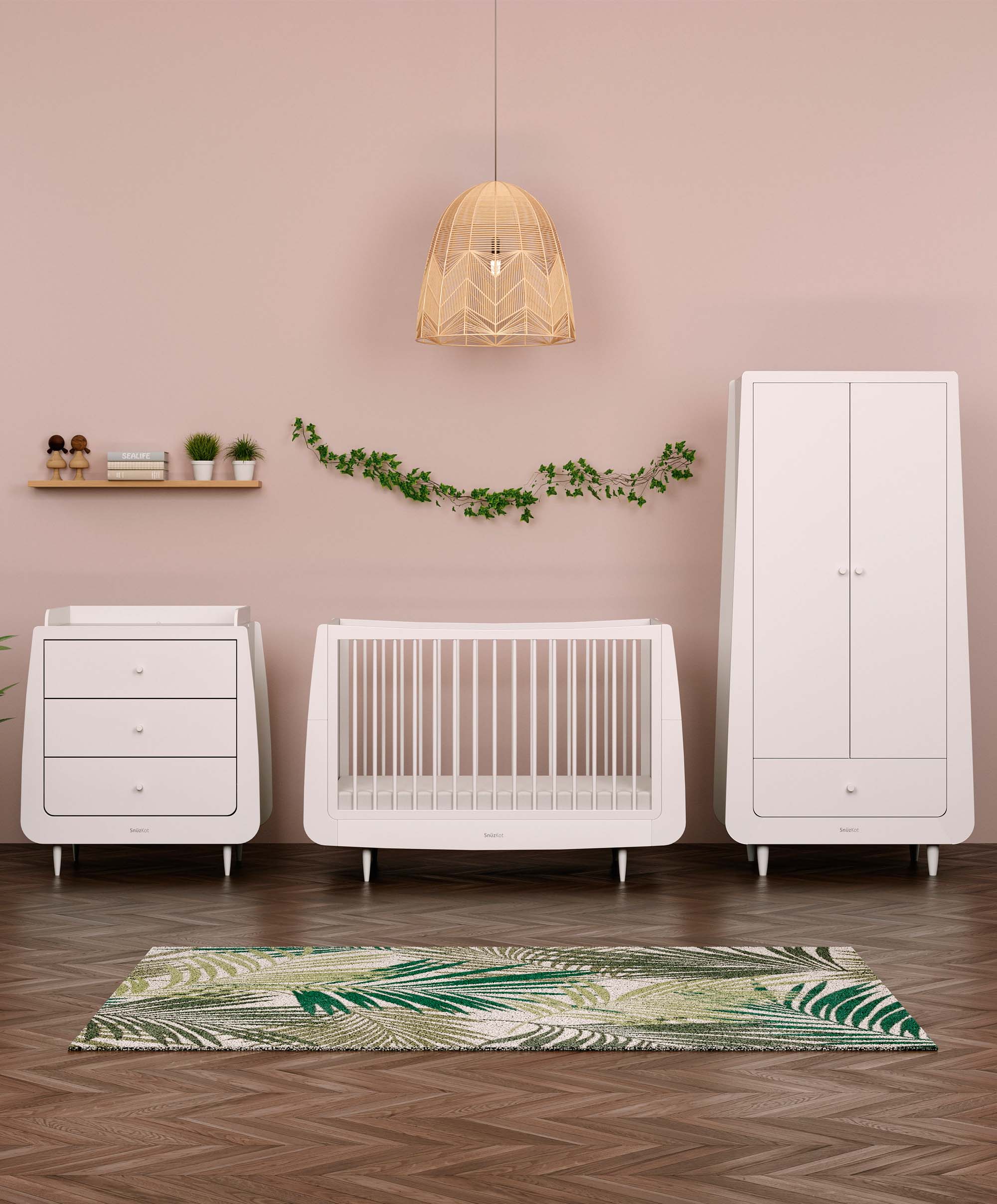 SnuzKot Cotbed Range with Wardrobe & Changing Unit - White