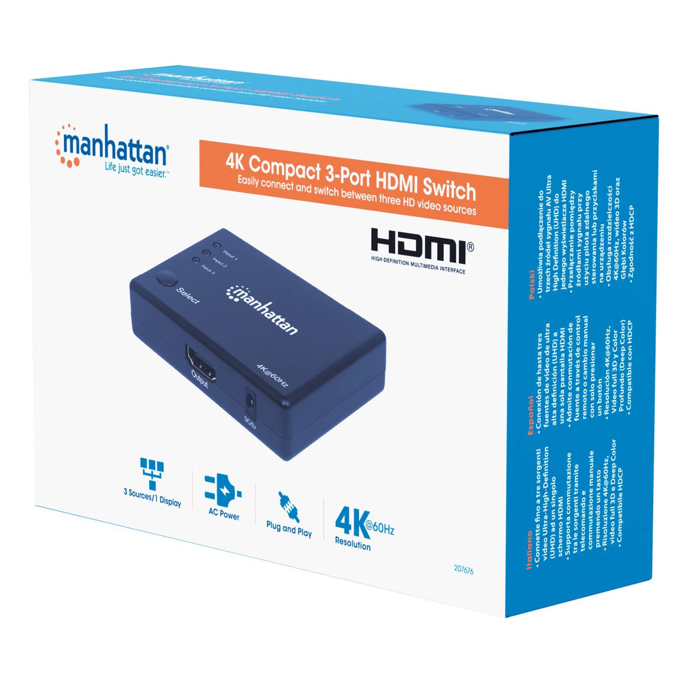 SPLITTER HDMI 4K 2-P MANHATTAN ICI207591 – PVL Tienda Virtual