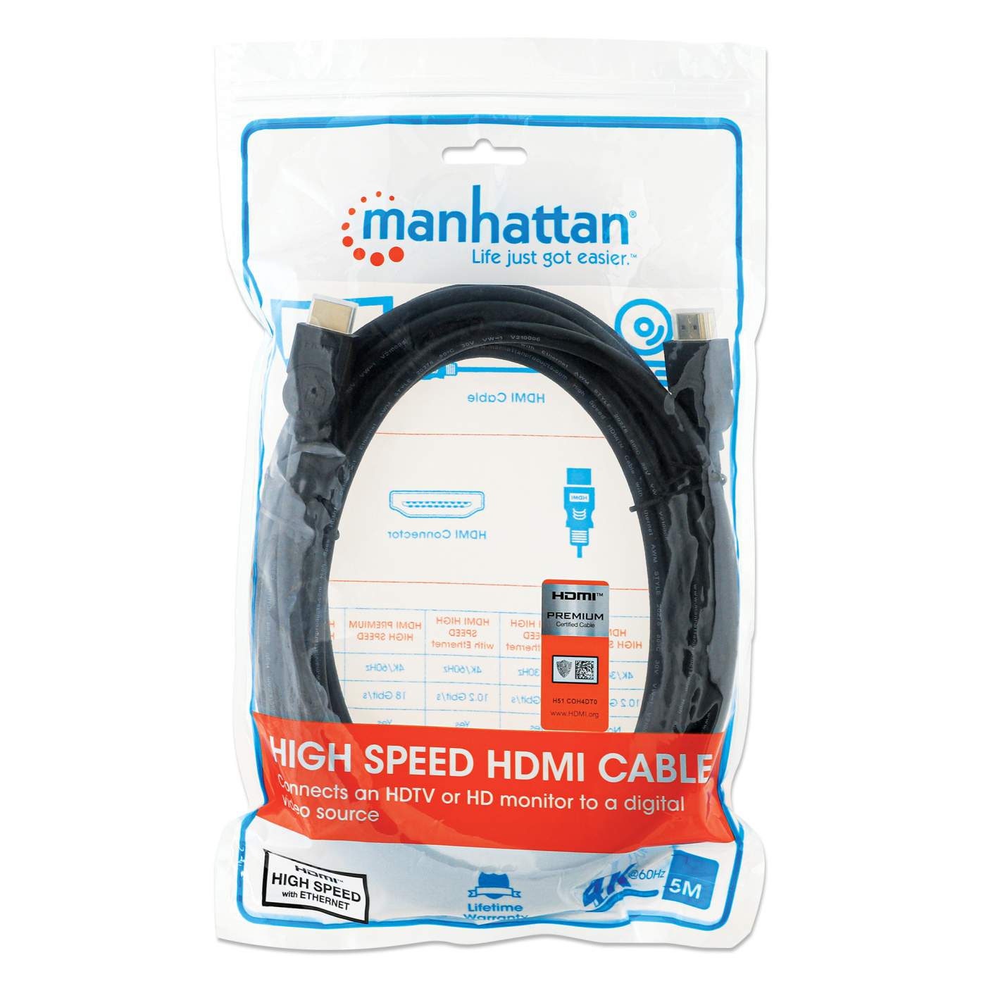 Câble Premium HDMI 2.0 Certifié avec Ethernet 1m - UHD High Speed 4K 60Hz  HDR - Résistant - Cordon Robuste M/M en Fibre d'Aramide - TPE 