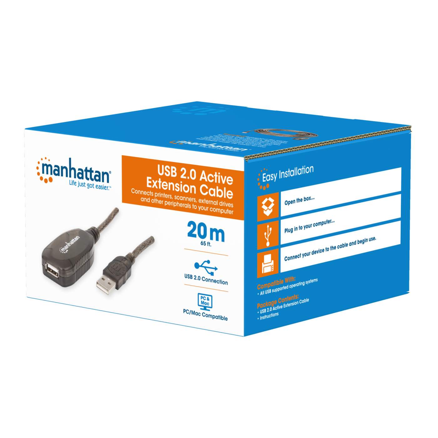 USB 3.0 Active Cable, A/M to B/M, 8m, 10m, 12m, 16m, 20m, 25m, and