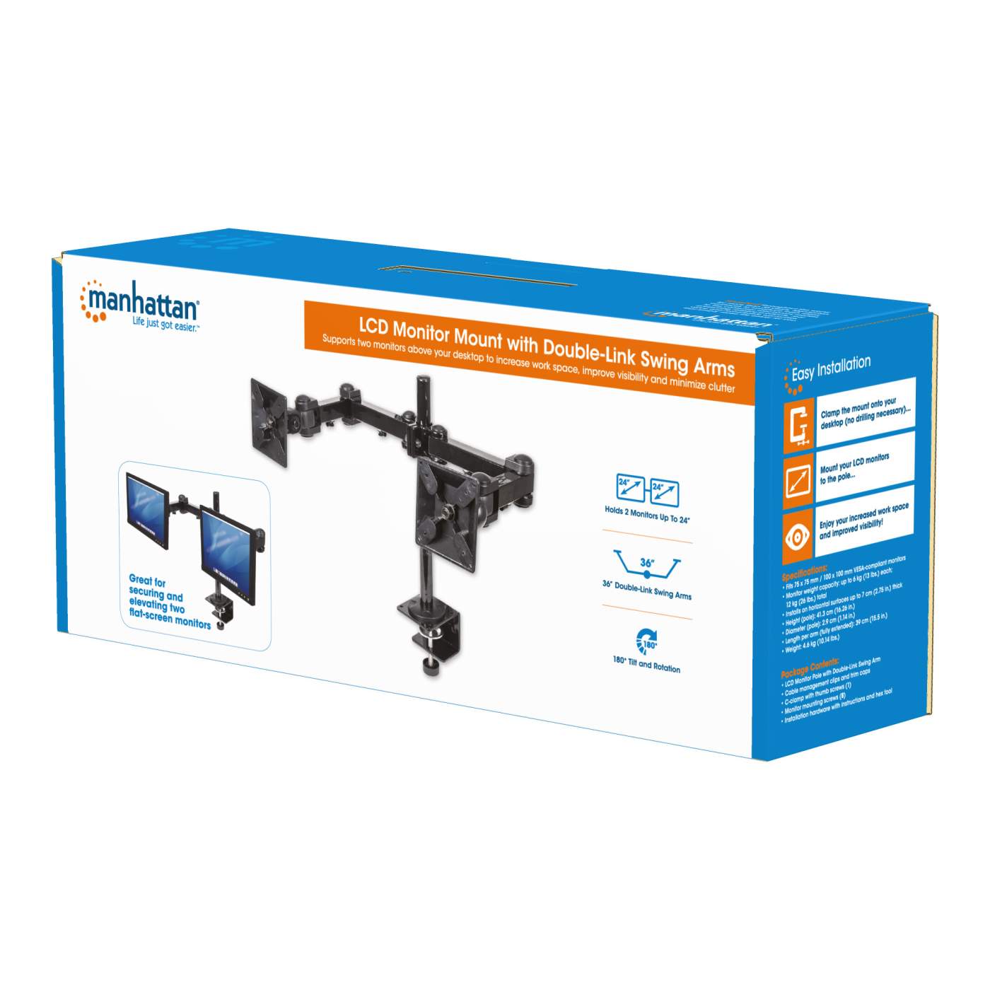 Universal Four Monitor Mount w/ Double-Link Swing Arms