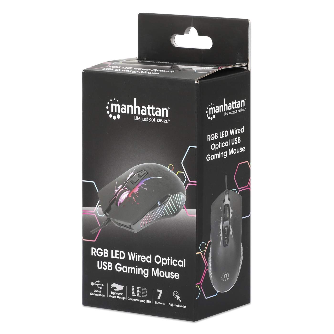 Manhattan 2400 DPI USB Wired Optical Gaming Mouse with LEDs (176071)