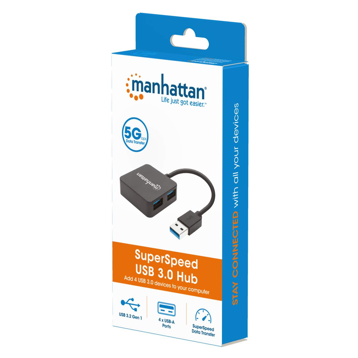 Manhattan Adaptador de Red GB USB A/C con Hub V3.2 (180894)