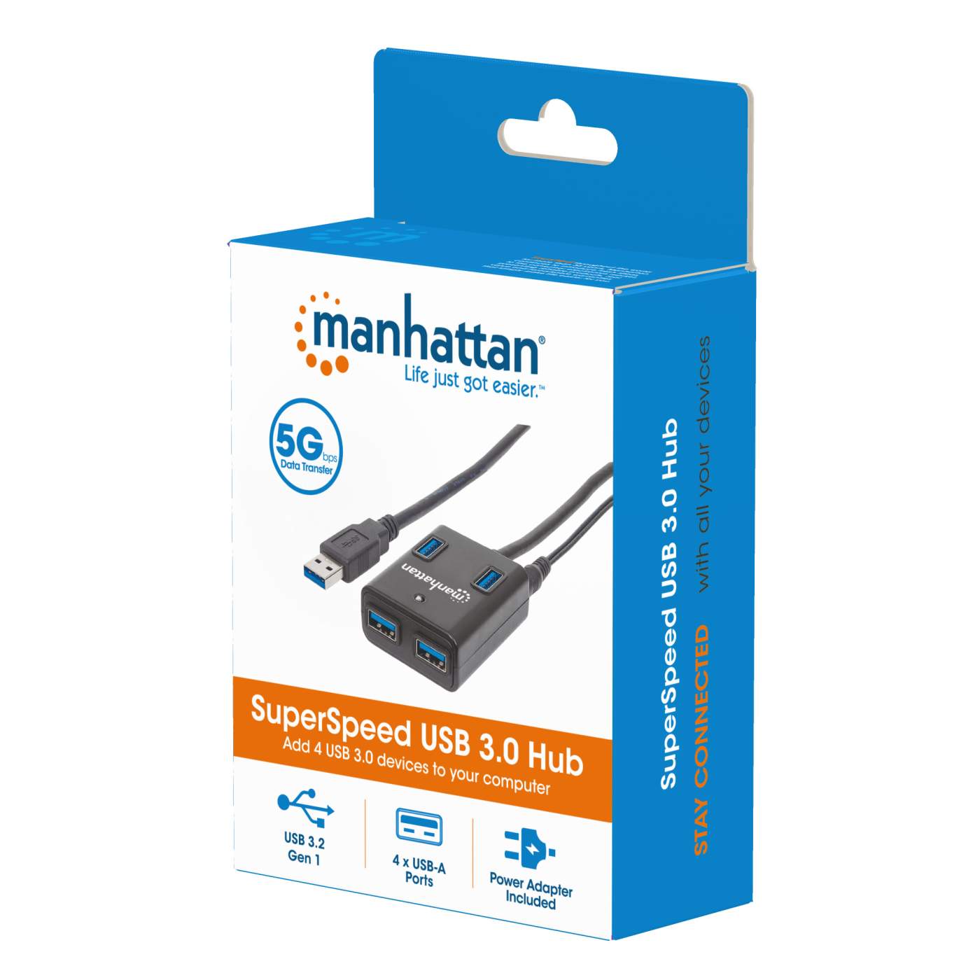 7-Port USB 2.0 Ultra Hub with Dual Power and Multiple Transaction  Translator, Manhattan 161039