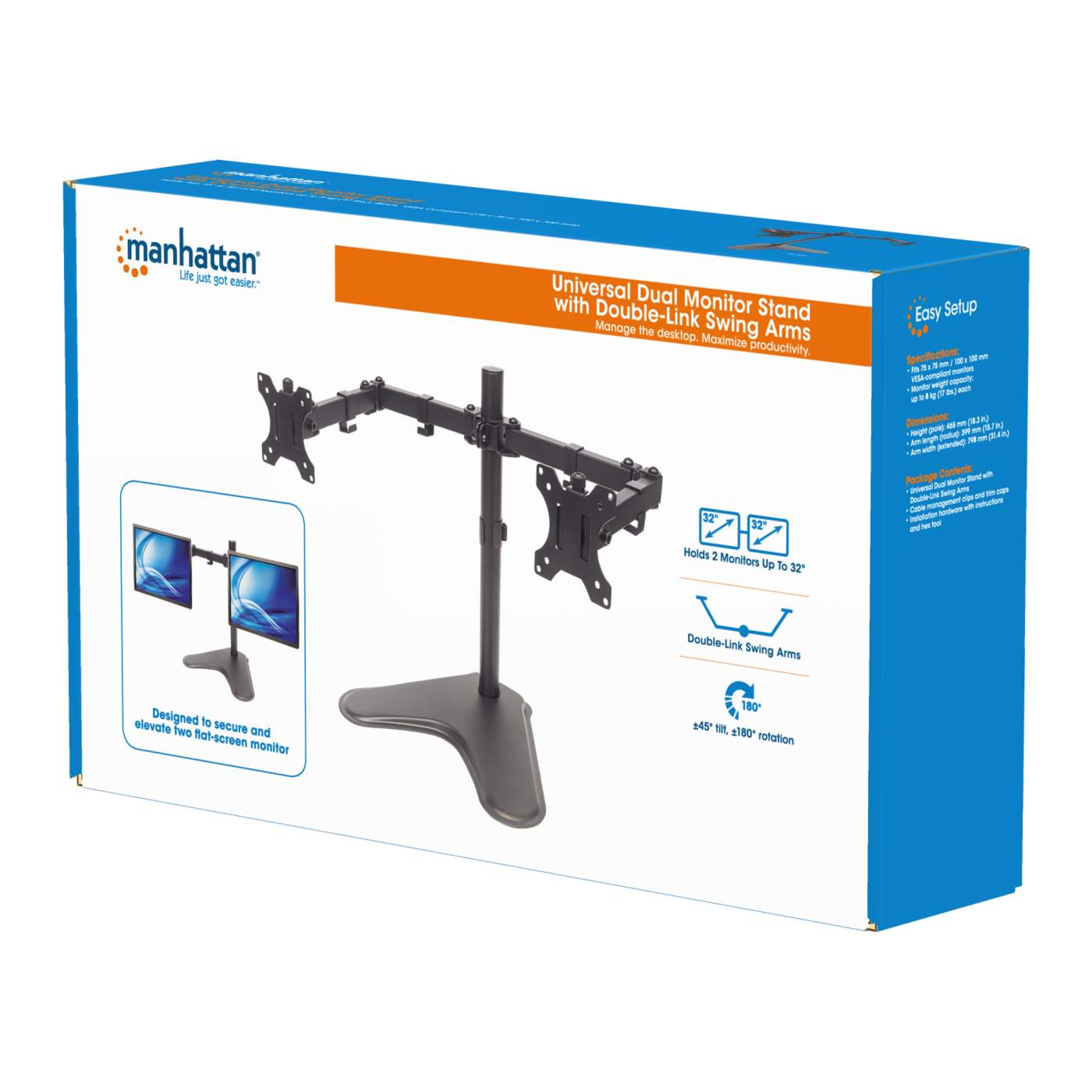 Universal Four Monitor Mount w/ Double-Link Swing Arms