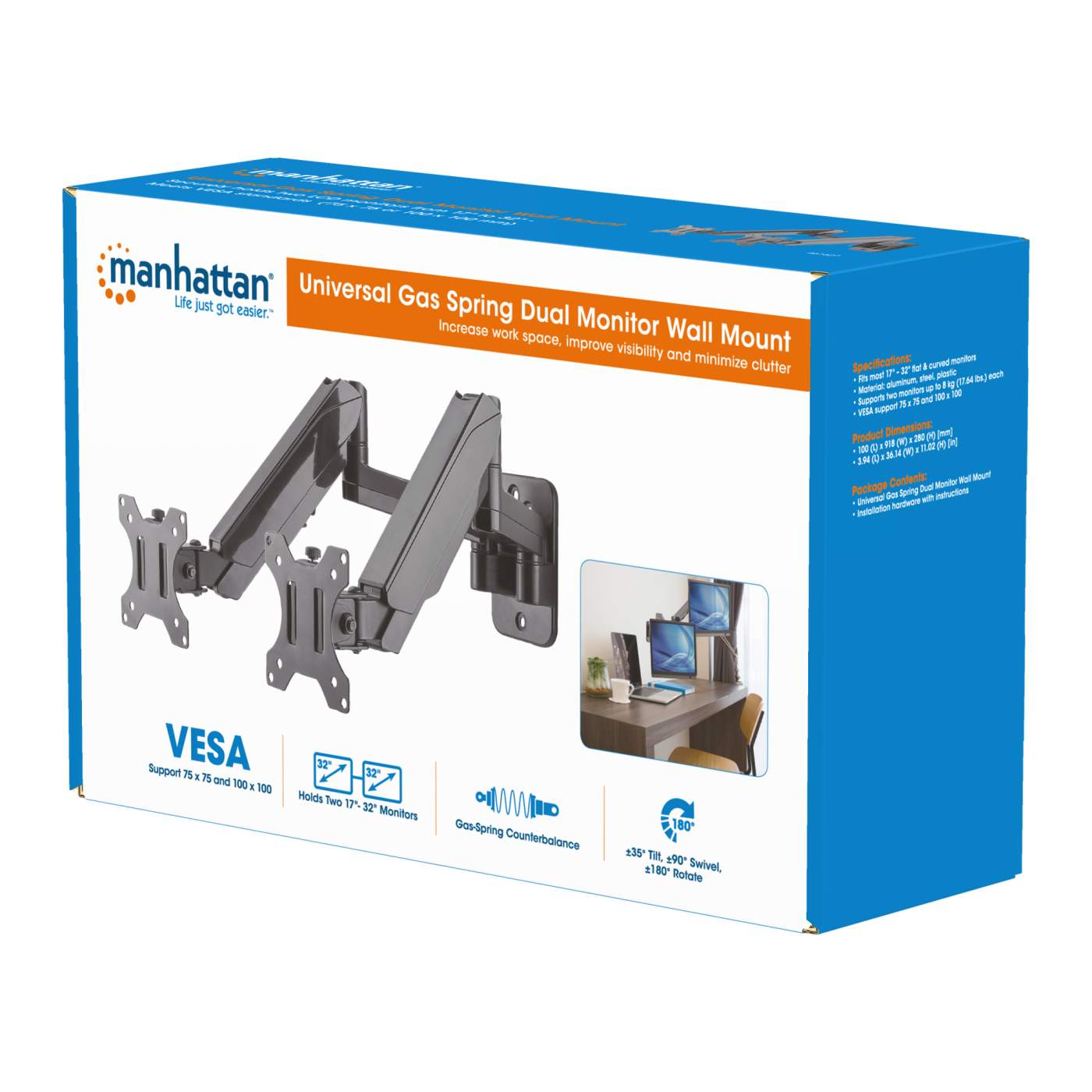 Universal Four Monitor Mount w/ Double-Link Swing Arms