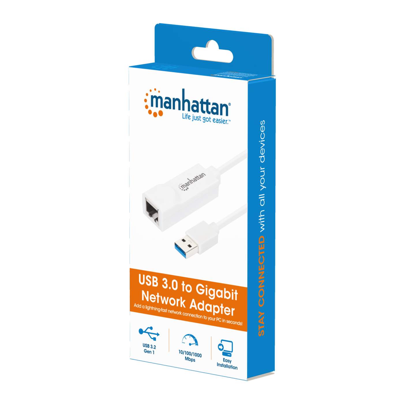 USB 3.0 to Gigabit Ethernet Network Adapter, 10/100/1000 Mbps, USB to RJ45,  USB 3.0 to LAN Adapter, USB 3.0 Ethernet Adapter (GbE), TAA Compliant