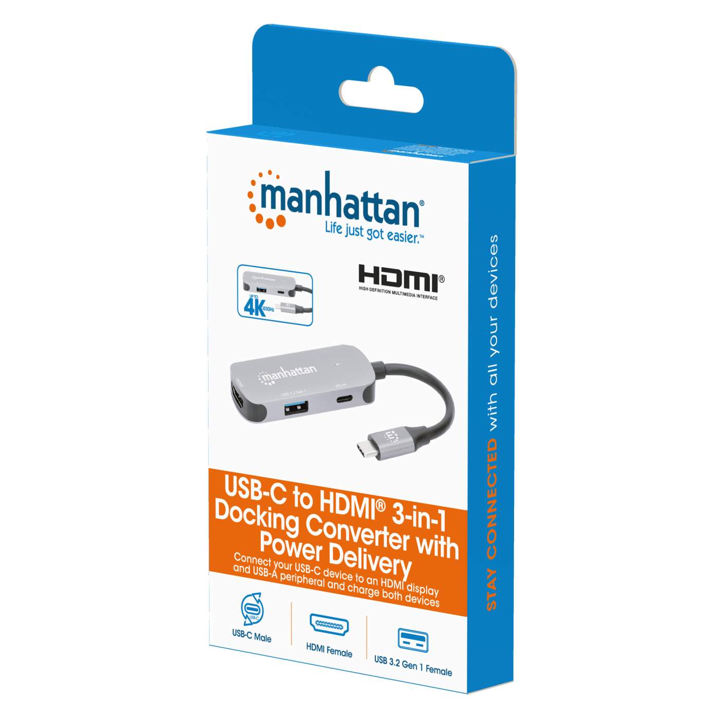 Manhattan Convertidor USB-C a HDMI con puerto PD (153416)