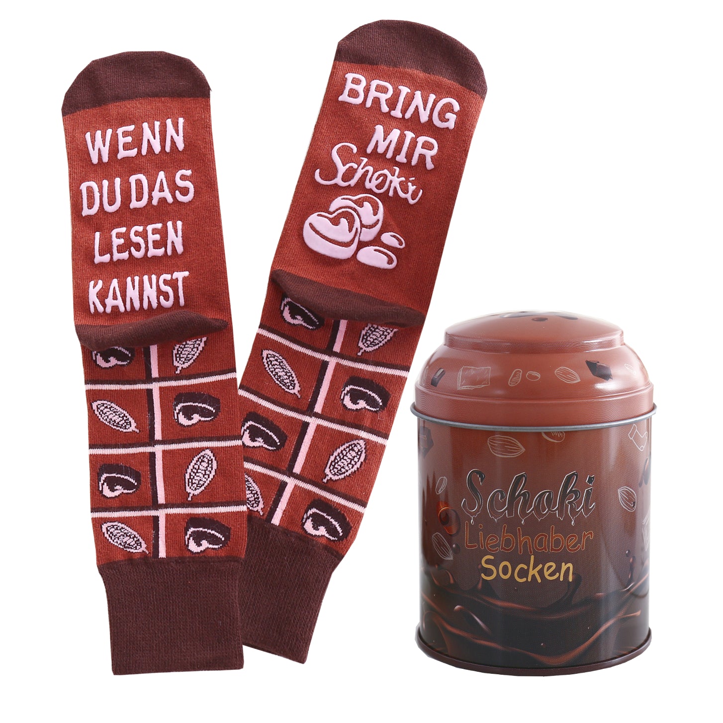 Ausgefallene Geschenke zum Ostern, Geschenk für Schokolade-Liebhaber, Socken mit rutschfester Aufschriftung WENN DU DAS LESEN KANNST, BRING MIR Schoki, Geburtstagsgeschenk