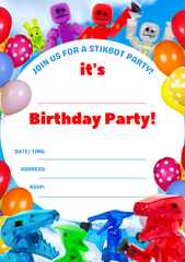 StikBot Party Invitation - Balloons