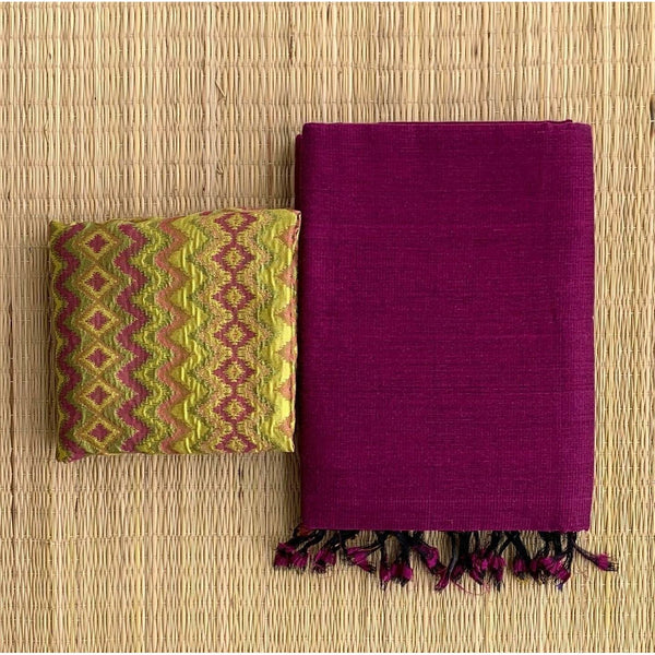 Stuti Purple-Pink Cotton Silk Saree – Zariknyaa