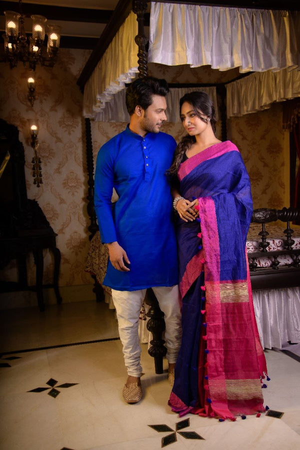 Handloom Saree-Kurta Couple Set | Dheu