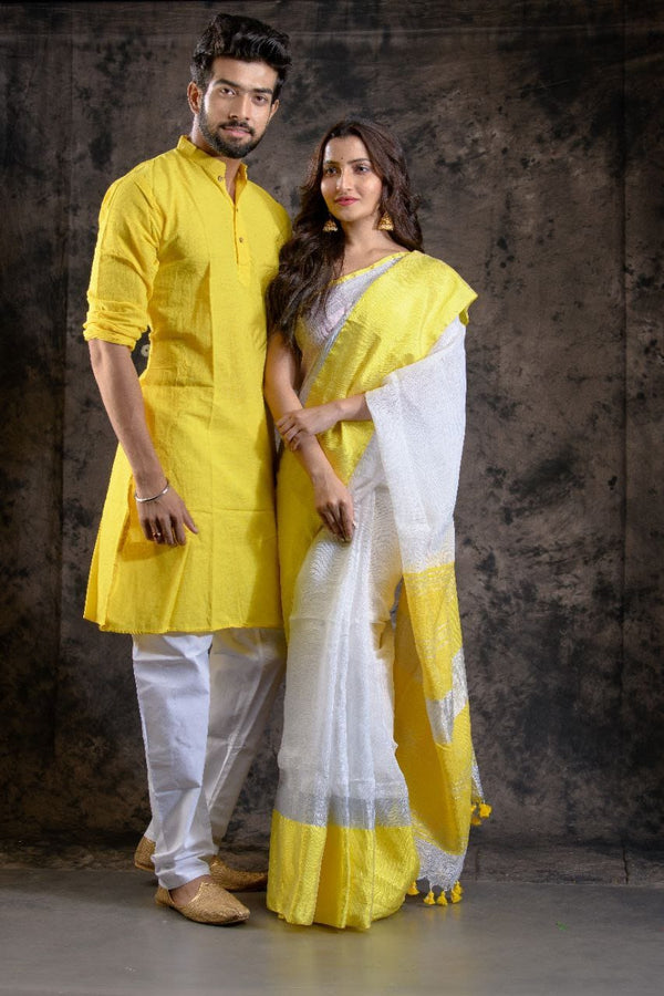 Buy Dheu Handloom Maroon & Black Khadi Cotton Saree & Kurta Couple Set-  (Size- XXXL) Online at Best Prices in India - JioMart.