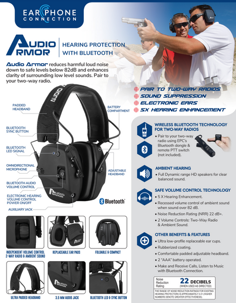 Earphone Connection - Audio Armor Bluetooth Hearing Protection