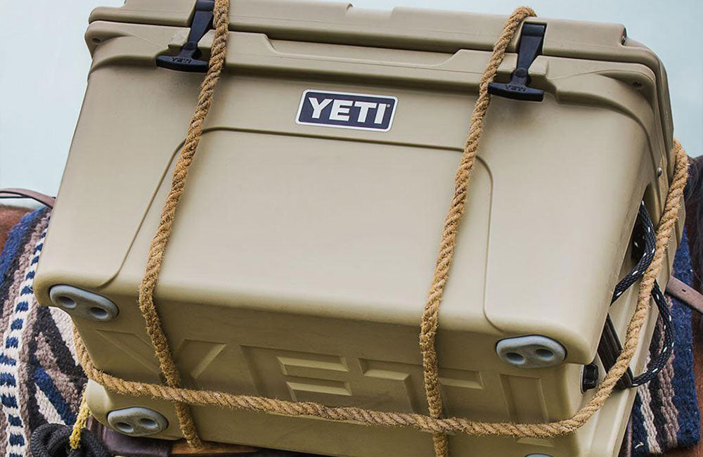 YETI Tundra 45 in Tan rigged up for transport