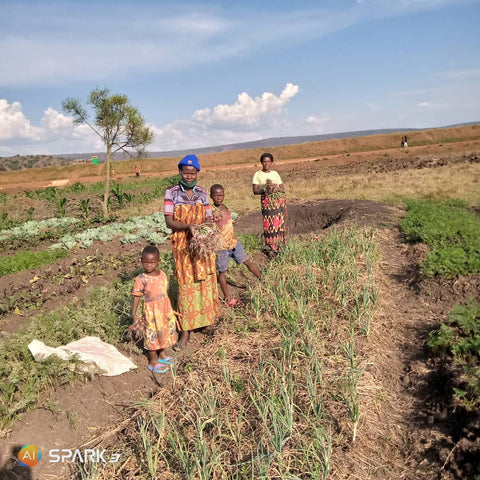 Family during harvest