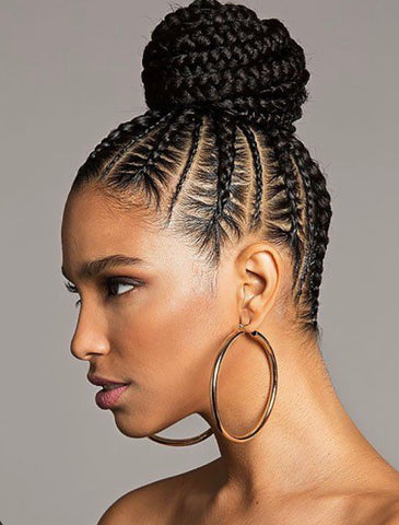 braided bun, black woman