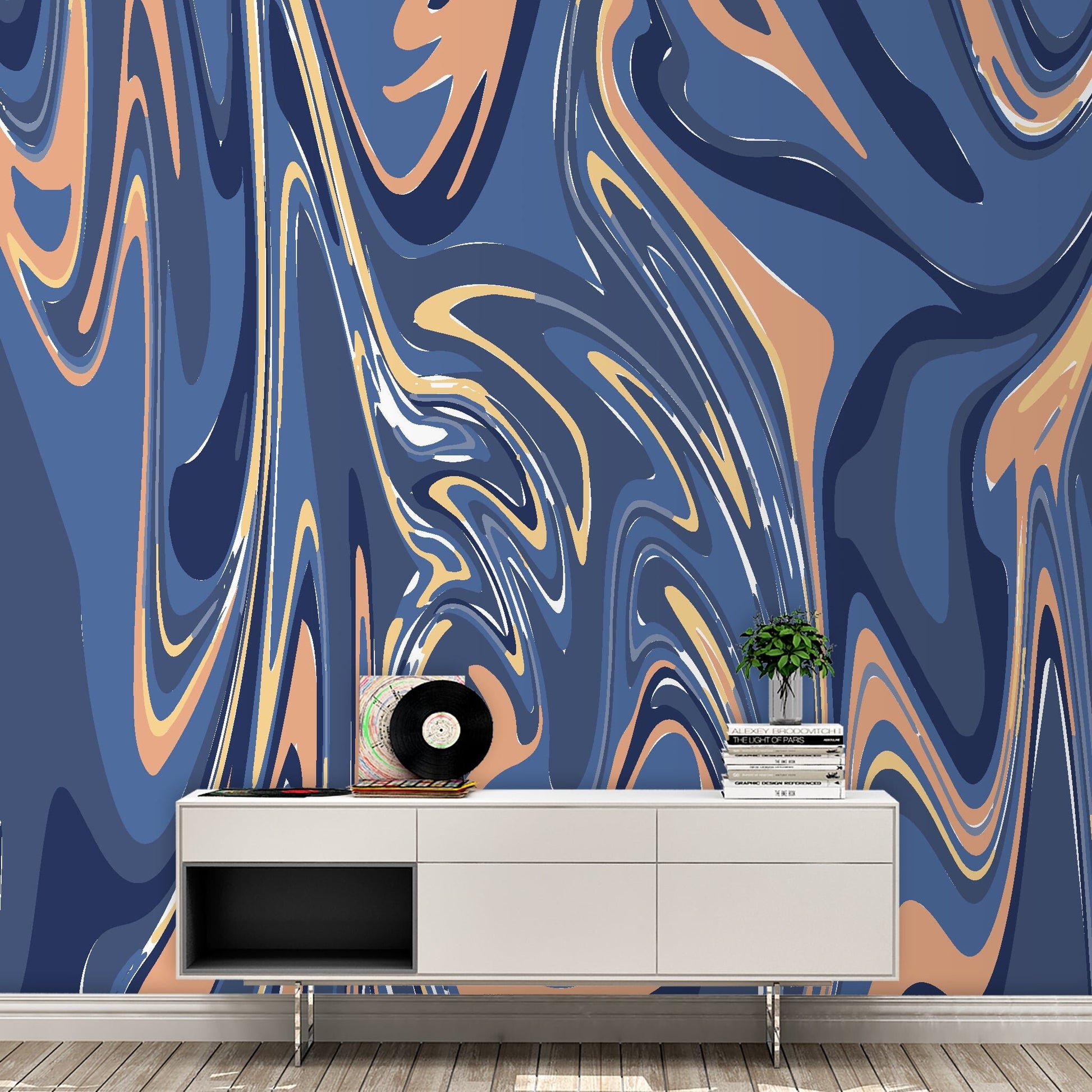 Mixed Paint in Blue - Peel and Stick Wall Mural