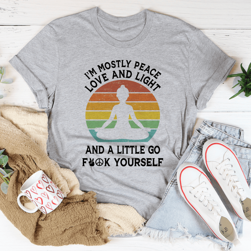 I'm Mostly Peace Love And Light Tee Athletic Heather / S Peachy Sunday T-Shirt