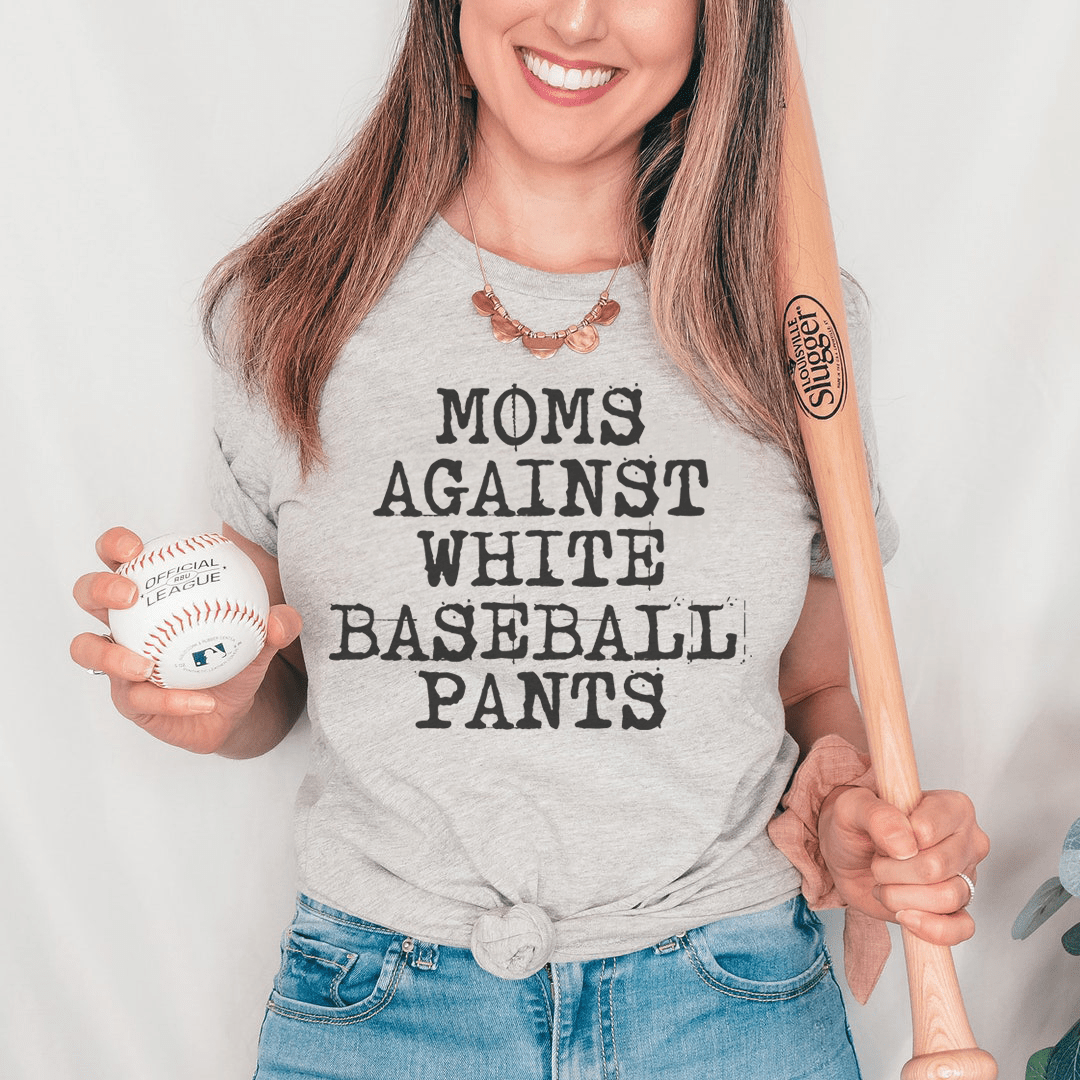 Moms Against White Baseball Pants Tee - Unisex/Women