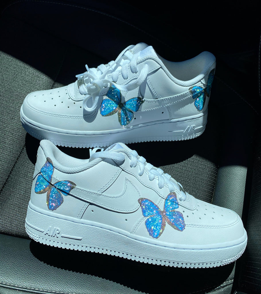 blue hd clear butterfly air force 1