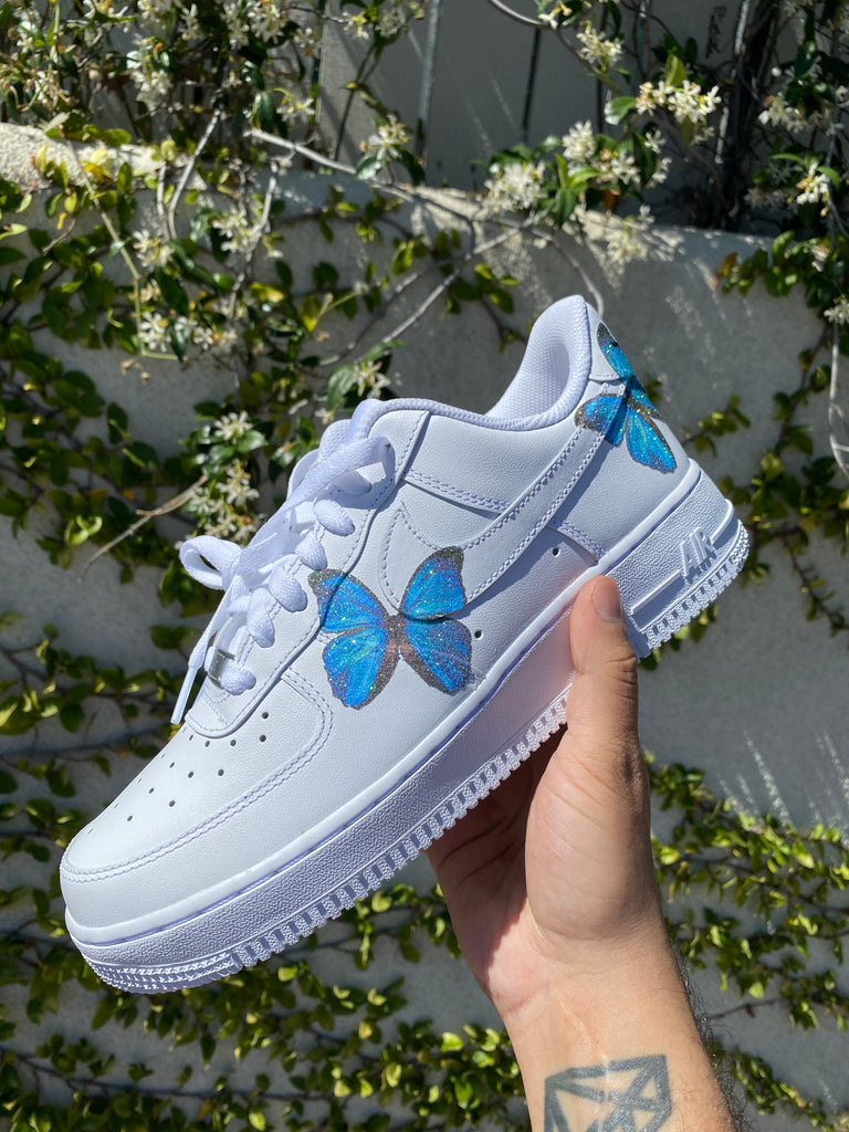 blue hd clear butterfly air force 1