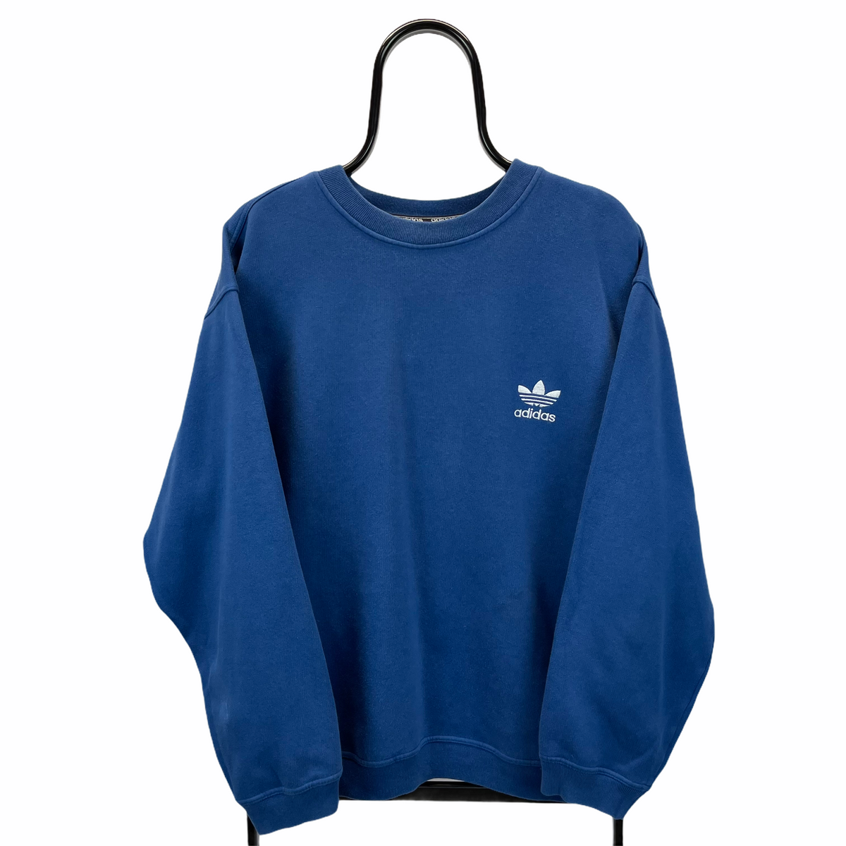 80s Adidas Embroidered Small Logo Sweatshirt in Blue - Men's - Vintique Clothing