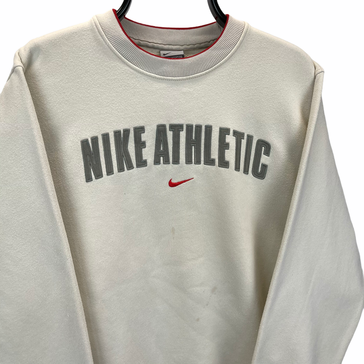 VINTAGE NIKE SPELLOUT SWEATSHIRT IN BEIGE & RED - MEN'S MEDIUM/WOMEN'S ...