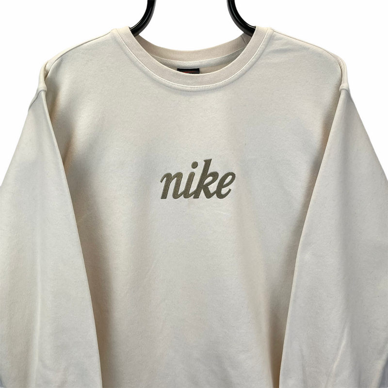 Vintage 90s Nike Spellout Sweatshirt in Cream - Men's Medium/Women's L ...