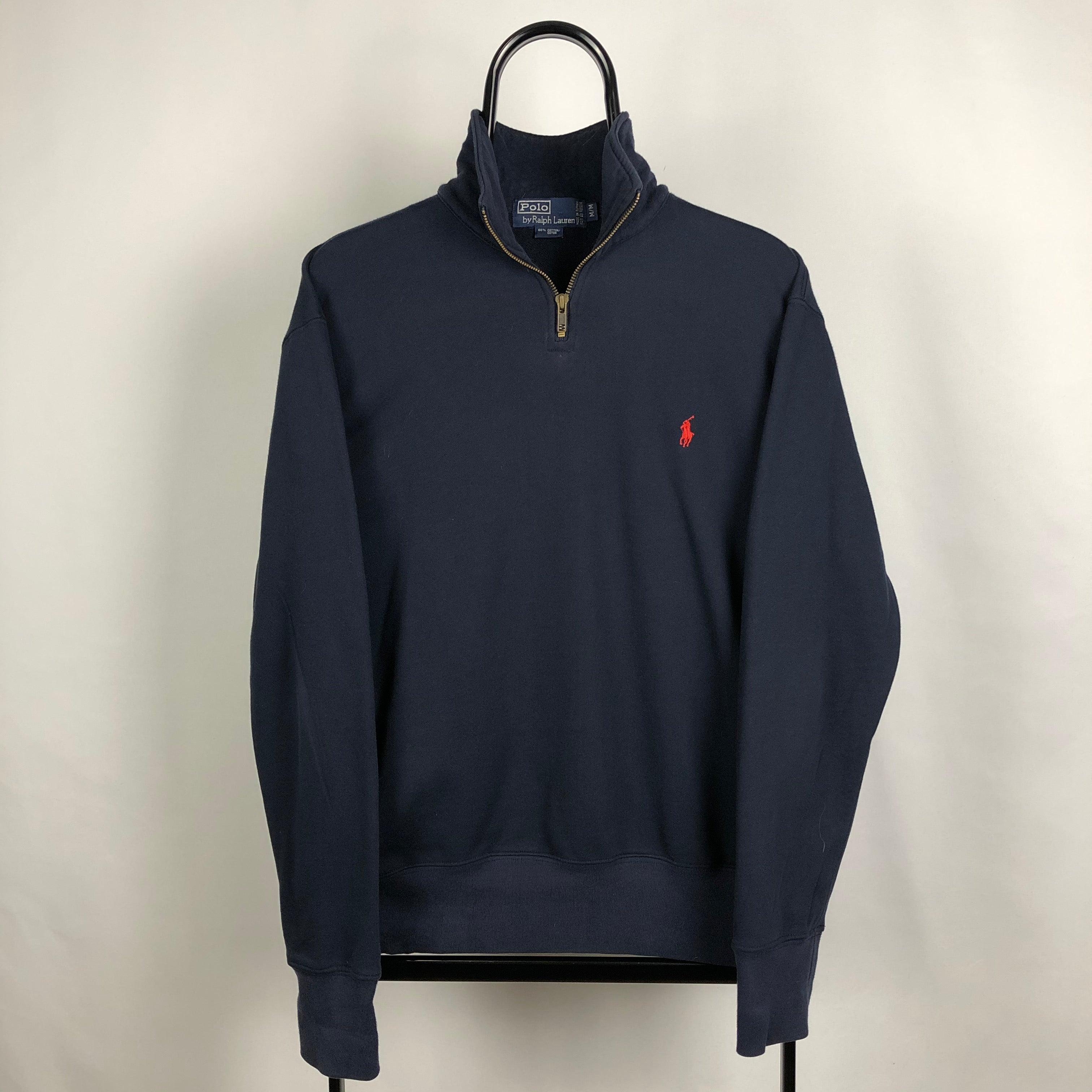 Polo 1/4 Zip Sweatshirt in Navy - Men's Medium/Women's Large - Vintique ...