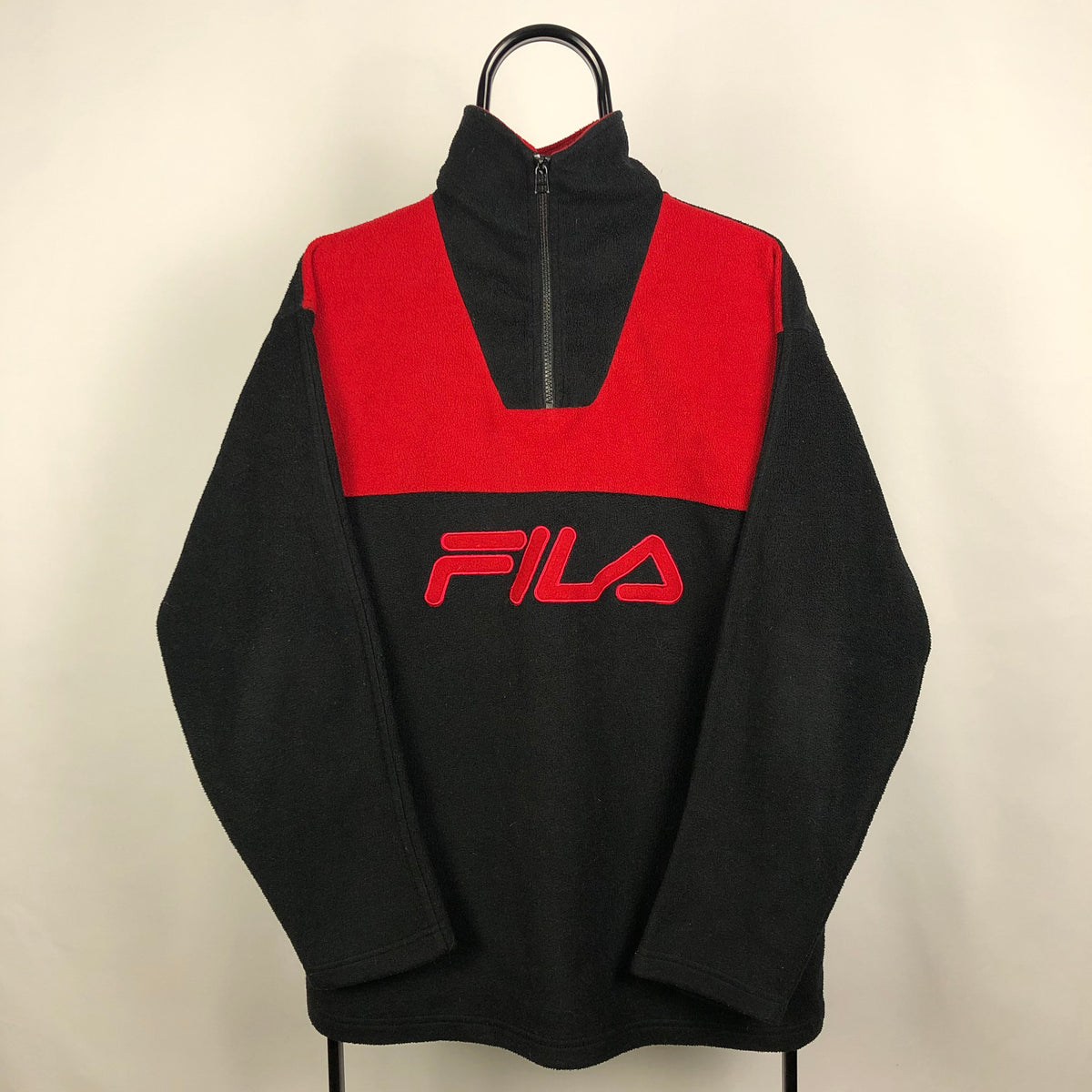 Vintage Fila 1/4 Zip Fleece in Black/Red - Men's Large/Women's XL ...