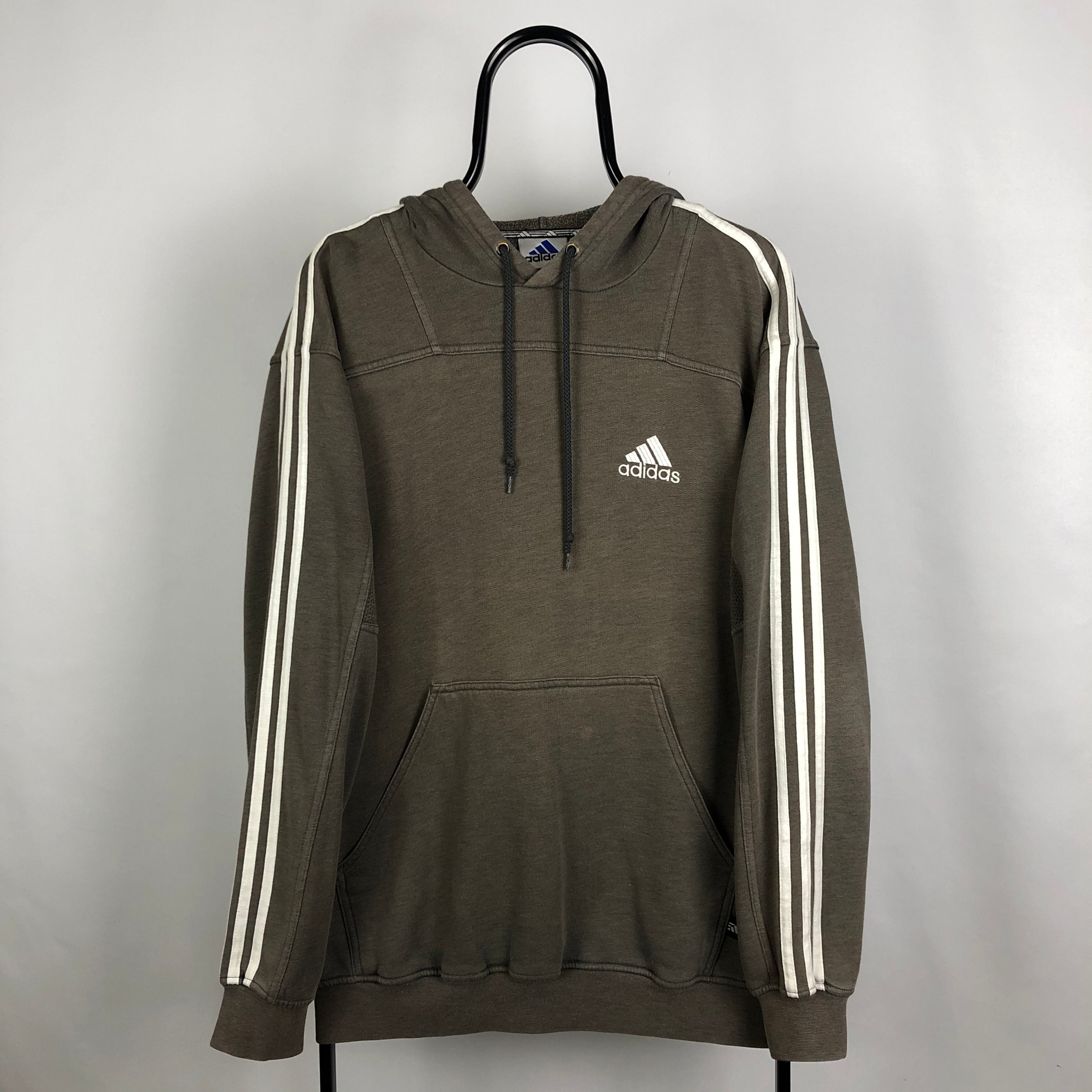 Vintage 90s Adidas Embroidered Small Logo Hoodie in Brown - Men's Medi ...