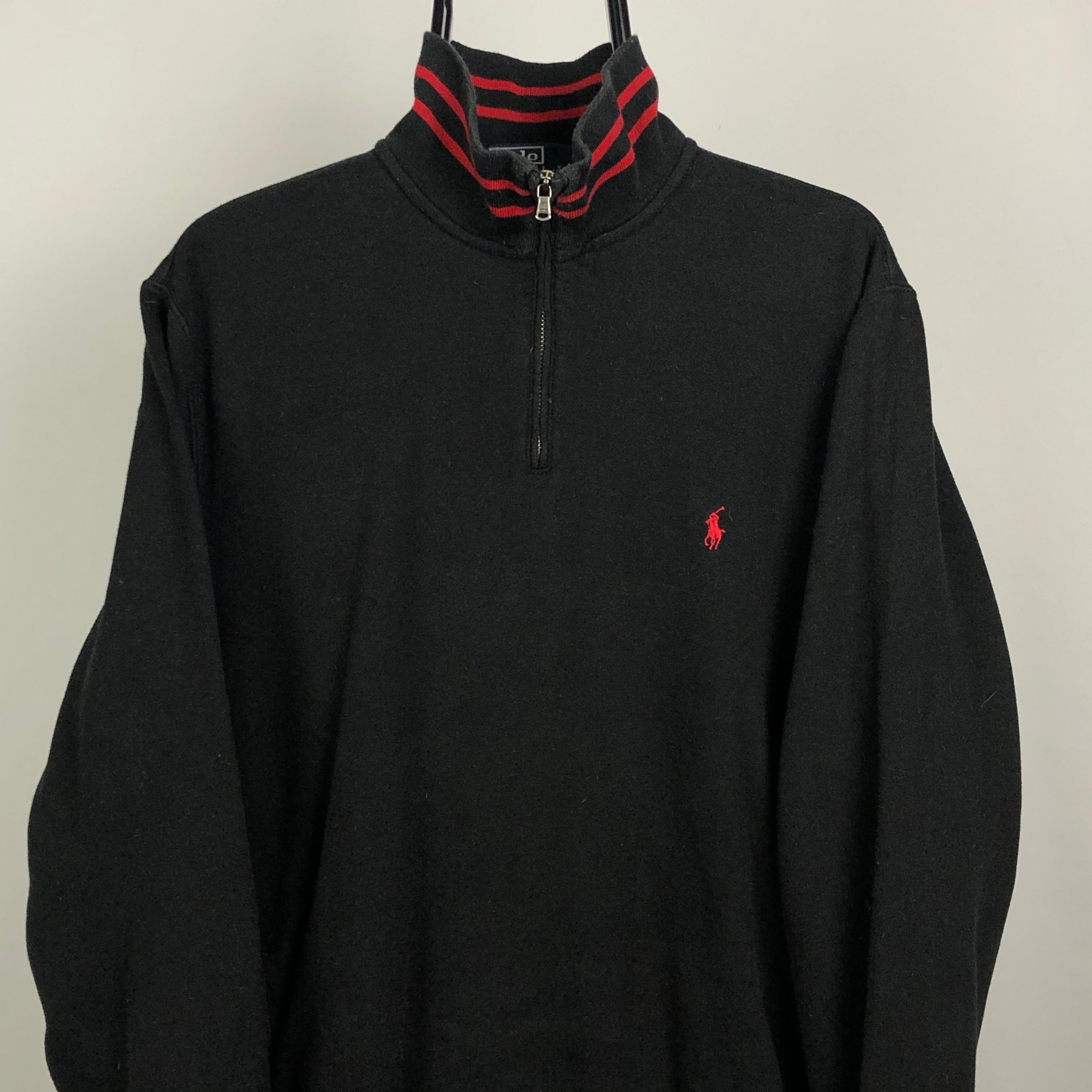 Polo 1/4 Zip Sweatshirt in Black/Red - Men's Medium/Women's Large ...